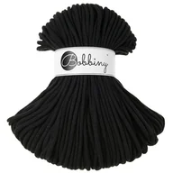 Półfabrykaty do biżuterii - Sznurek pleciony bawełniany Bobbiny Premium / Czerń / Black /  5mm / 100m - miniaturka - grafika 1