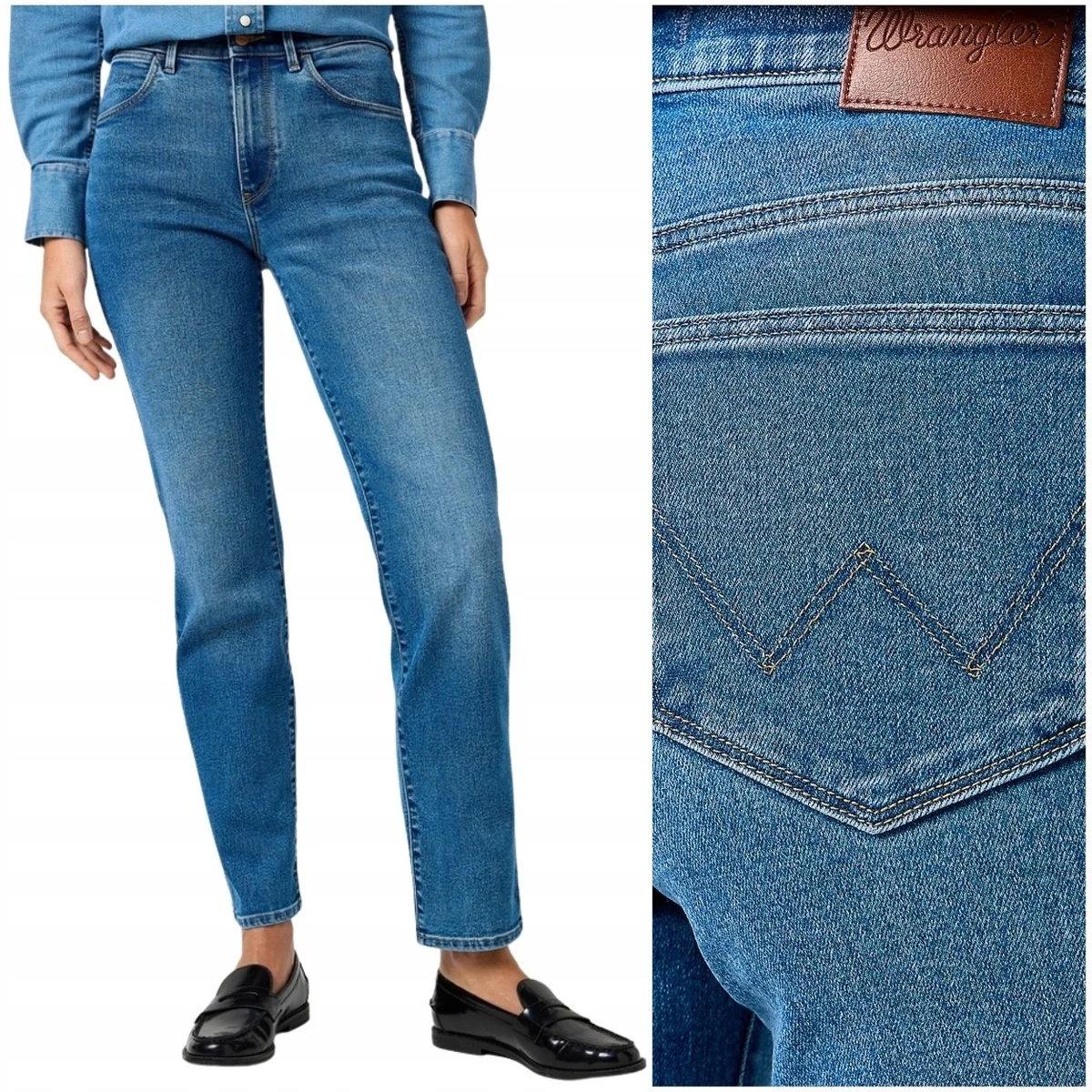 Wrangler Straight Urban Haze proste damskie spodnie jeansowe W28 L34