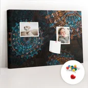 Tablice i flipcharty - Szkolna Tablica korkowa 60x40 cm, Kolorowe Pinezki, wzór Wzór mandala - miniaturka - grafika 1