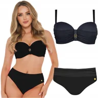 Stroje kąpielowe - Strój kąpielowy dwuczęściowy push-up SELF 730 Alcudia 1 czarny 36D/S 65D - miniaturka - grafika 1