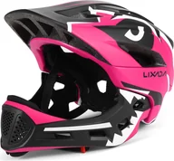 Kaski rowerowe - Kask rowerowy Lixada, kask dziecięcy, kask rowerowy dla chłopców i dziewczynek, kask sportowy, kask na rolki, dwustronny półkask, kask ochronny, różowy + czerwony, styl krokodyla - miniaturka - grafika 1