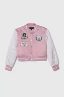 Kurtki i płaszcze dla dziewczynek - Guess kurtka bomber dziecięca kolor różowy - miniaturka - grafika 1