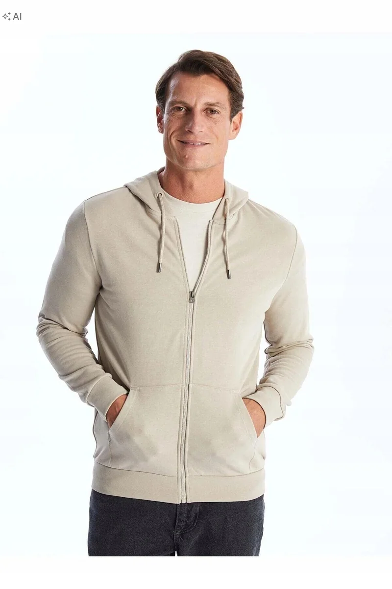 LC WAIKIKI GŁADKI SWETER DAMSKI Z KAPTUREM I SUWAKIEM BEŻOWY 3XL 5IA