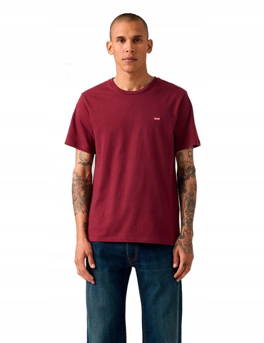 LEVIS T SHIRT MĘSKI BORDOWY BAWEŁNIANY GŁADKI KLASYCZNY S 6EA