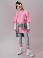 Spodnie i spodenki dla dziewczynek - 4F Legginsy dzianinowe z wysokim stanem dziewczęce - srebrne 146/152 (10-12 lat) - miniaturka - grafika 1