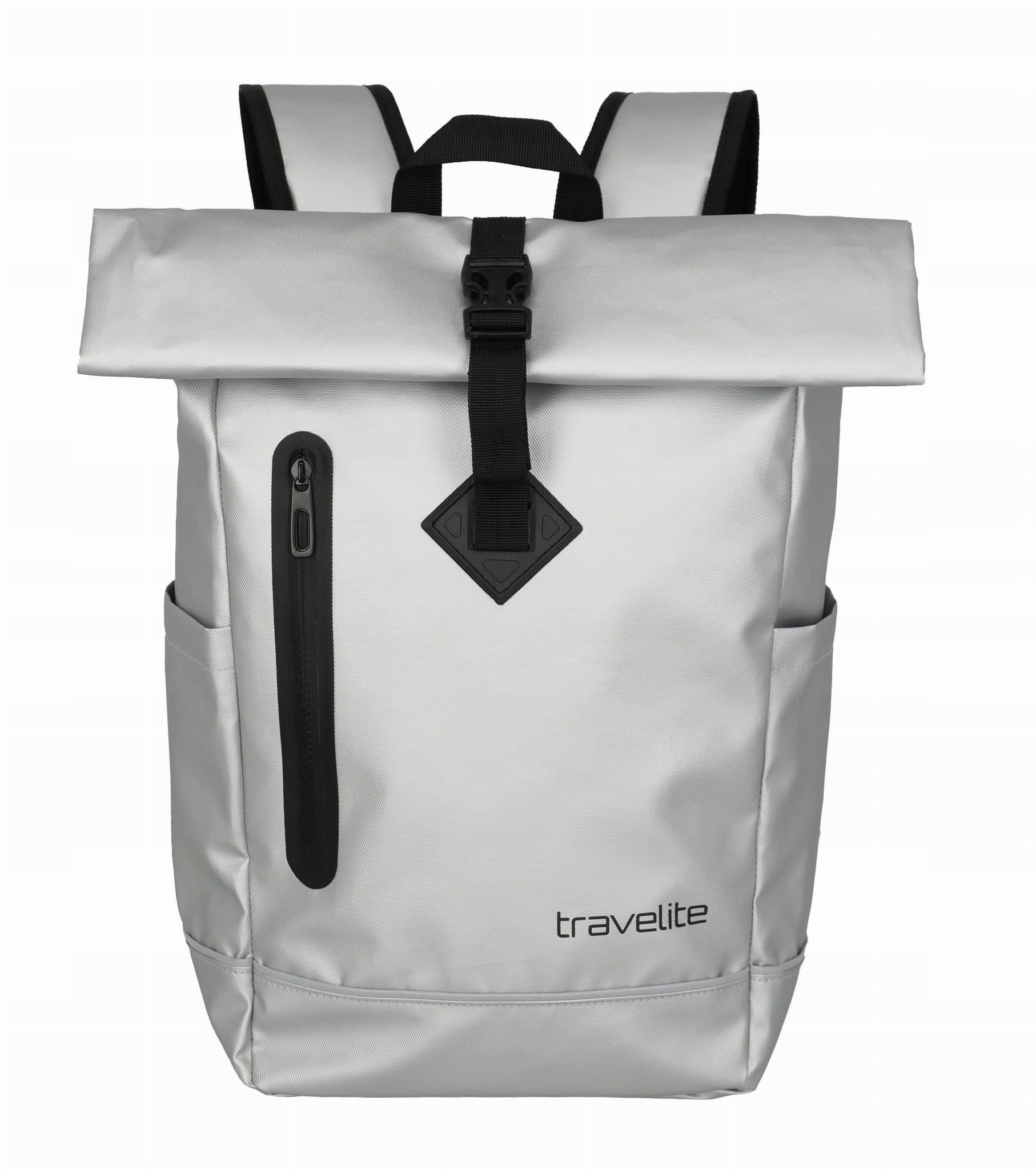 Plecak rolowany podróżny Travelite Wodoodporny srebrny