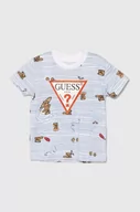 Koszulki dla chłopców - Guess t-shirt bawełniany dziecięcy kolor niebieski wzorzysty - miniaturka - grafika 1