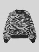 Swetry dla dziewczynek - Sweter z dzianiny z okrągłym dekoltem i detalem z logo - miniaturka - grafika 1