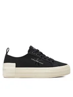 Trampki damskie - Calvin Klein Jeans Tenisówki Bold Vulc Flatf Low Lace Mix Mtl YW0YW01465 Czarny - miniaturka - grafika 1