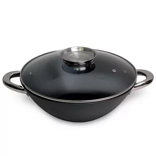 Kamille Wok patelnia żeliwna z powłoką marmurkową 32cm + gratisy 4807MR - Patelnie - miniaturka - grafika 1
