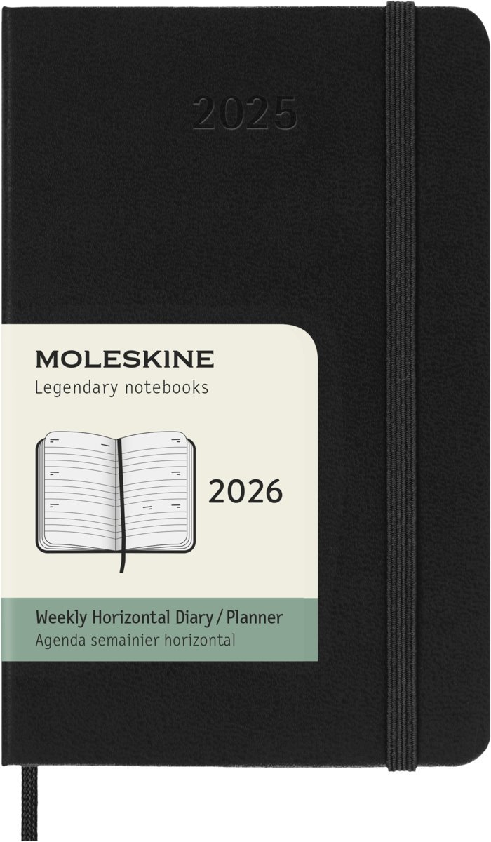 MOLESKINE kalendarz 2026 CZARNY POCKET HORIZONTAL TYGODNIOWY HARD (9x14)