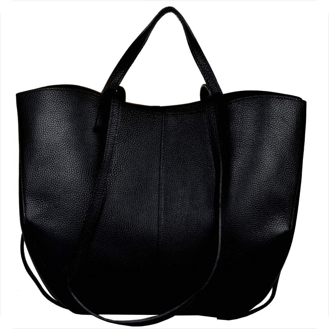 Genuine Leather torba skórzana shopper bag czarna XL