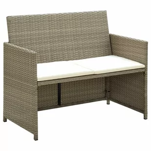 vidaXL 2-osobowa sofa ogrodowa z poduszkami, polirattan, szara - Ławki ogrodowe - miniaturka - grafika 1