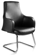 Fotele i krzesła biurowe - Krzesło czarne konferencyjne BLOSSOM SKID ekoskóra - miniaturka - grafika 1