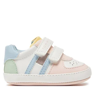 Sneakersy Tommy Hilfiger Flag Low Cut Velcro T0A9-33720-1528 Biały - Buty dla dziewczynek - miniaturka - grafika 1