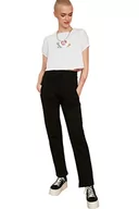 Spodnie damskie - Trendyol Damskie spodnie dresowe Czarny wysoki stan prosty krój dzianiny wąski dresy, czarny, XS - miniaturka - grafika 1