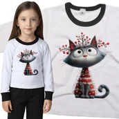 Piżamy dla dziewczynek - Piżama dziecięca Szary Kot Kotek Ubrany W Lampki Choinkowe Święta 86/92 - VoloDonum - miniaturka - grafika 1