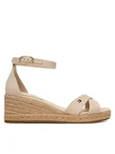 Espadryle damskie - Tommy Hilfiger Espadryle Mid Wedge Espad X Cross FW0FW09332 Beżowy - miniaturka - grafika 1