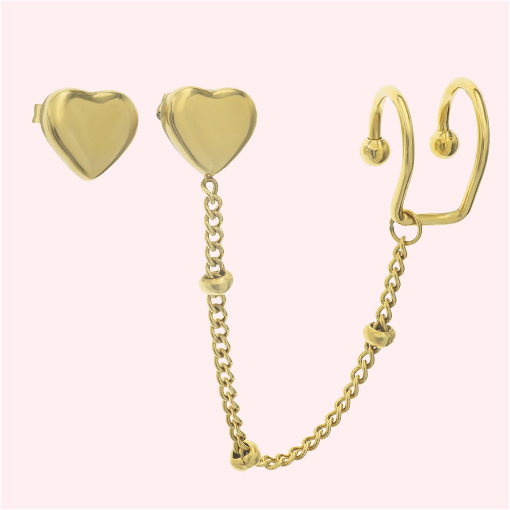 Kolczyki pozłacane sztyfty SERCA nausznica stal 31