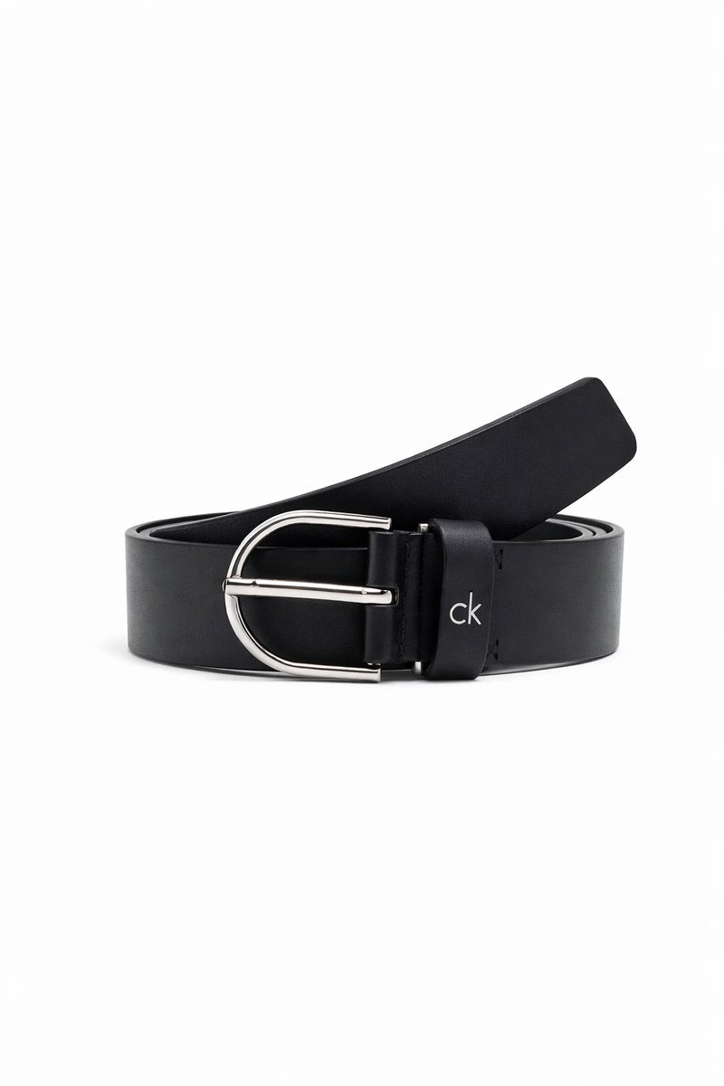 CALVIN KLEIN PASEK CZARNY PROSTY ZE SREBRNYM LOGO 75 1I3A