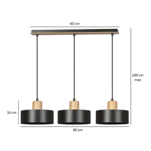 Emibig Torin lampa wisząca 3-punktowa czarna 1046/3 1046/3 - Lampy sufitowe - miniaturka - grafika 6