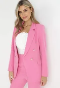Marynarki i żakiety damskie - Różowa Marynarka Jednorzędowa z Biżuteryjnymi Guzikami Teudosia - miniaturka - grafika 1
