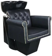 Myjki fryzjerskie - Myjnia myjka fryzjerska barberska Kiva czarna do salonu fryzjerskiego barberskiego ruchoma misa ceramiczna armatura bateria słuchawka - miniaturka - grafika 1