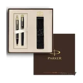 Pióra kulkowe - Komplet pióro i długopis PARKER IM czarny GT z etui - miniaturka - grafika 1