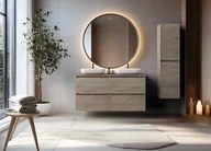 Meble łazienkowe - 3 częściowy komplet mebli łazienkowych ciemny dąb H8-G24 - miniaturka - grafika 1