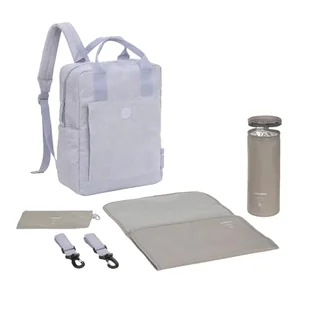 LÄSSIG Plecak do przewijania niemowląt, plecak z podkładką do przewijania, mocowanie do wózka dziecięcego, uchwyt na butelki wyprodukowany w sposób zrównoważony/GRE Vividal Backpack cord lila - Plecaki - miniaturka - grafika 1