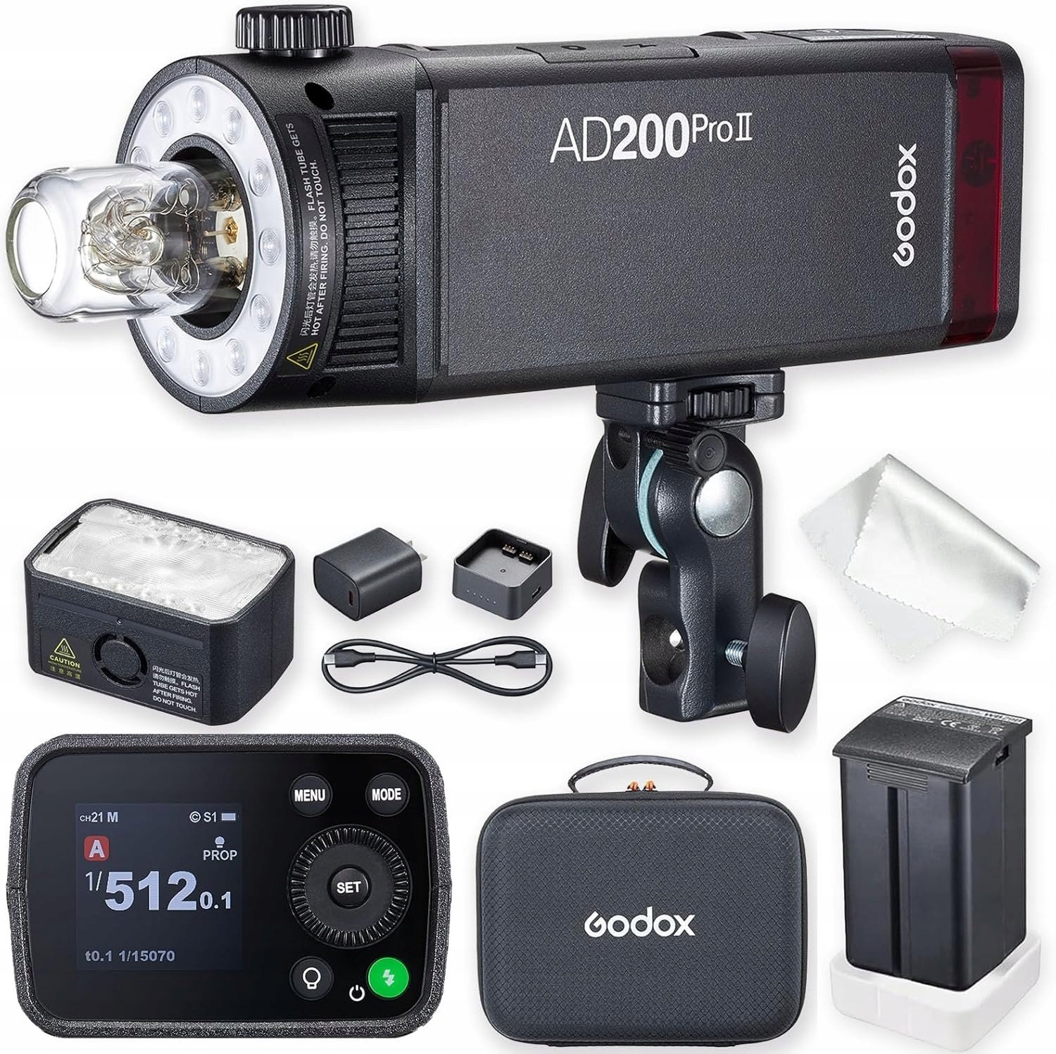 Lampa studyjna Multiblitz Godox AD200 Pro II lampa LED regulowana moc 1/512