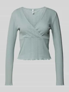 Bluzka z długim rękawem o kroju slim fit z mieszanki bawełny model ‘CARLOTTA’ - Bluzki damskie - miniaturka - grafika 1