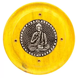 Drewniana podstawka do kadzidełek BUDDA Żółta - Świeczniki - miniaturka - grafika 1