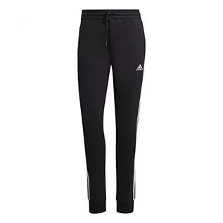 Spodnie rowerowe - adidas, Essentials 3-Stripes French Terry Cuffed, spodnie do biegania, czarno-białe, Xs, Donna - grafika 1