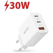 Ładowarki do telefonów - Ładowarka Sieciowa 30W 2x PD USB-C + QC3.0 USB Tech-Protect C30W biała - miniaturka - grafika 1