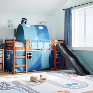 vidaXL vidaXL Dziecięce łóżko na antresoli, z tunelem, niebieskie, 90x200 cm - Łóżka dla dzieci i młodzieży - miniaturka - grafika 1