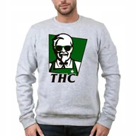 Bluzy męskie - BLUZA MĘSKA Szara Dresowa Na Prezent Urodziny THC Weed Wzory - L - miniaturka - grafika 1