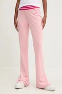 Spodnie damskie - Juicy Couture spodnie dresowe welurowe KURT TRACK PANT kolor różowy z aplikacją JCSBJ224418 - miniaturka - grafika 1