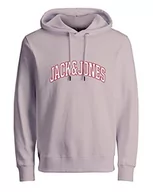 Bluzy męskie - JACK & JONES Męska bluza z kapturem JPRBLUBOOSTER Sweat Hood JAN23, Hushed Violet, S, Hushed Violet, S - miniaturka - grafika 1