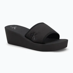 Klapki damskie Calvin Klein YW0YW01725 Beach Wedge Slide Canvas triple black - Klapki i japonki damskie - miniaturka - grafika 1