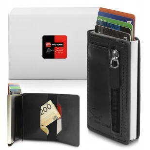 Automatyczne Etui na Karty Ochrona Rfid Portfel Wysuwany Pako Jeans Czarny - Portfele - miniaturka - grafika 1