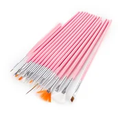 Akcesoria do paznokci - Pędzelki do zdobień - zestaw 15 szt (różowe) - miniaturka - grafika 1