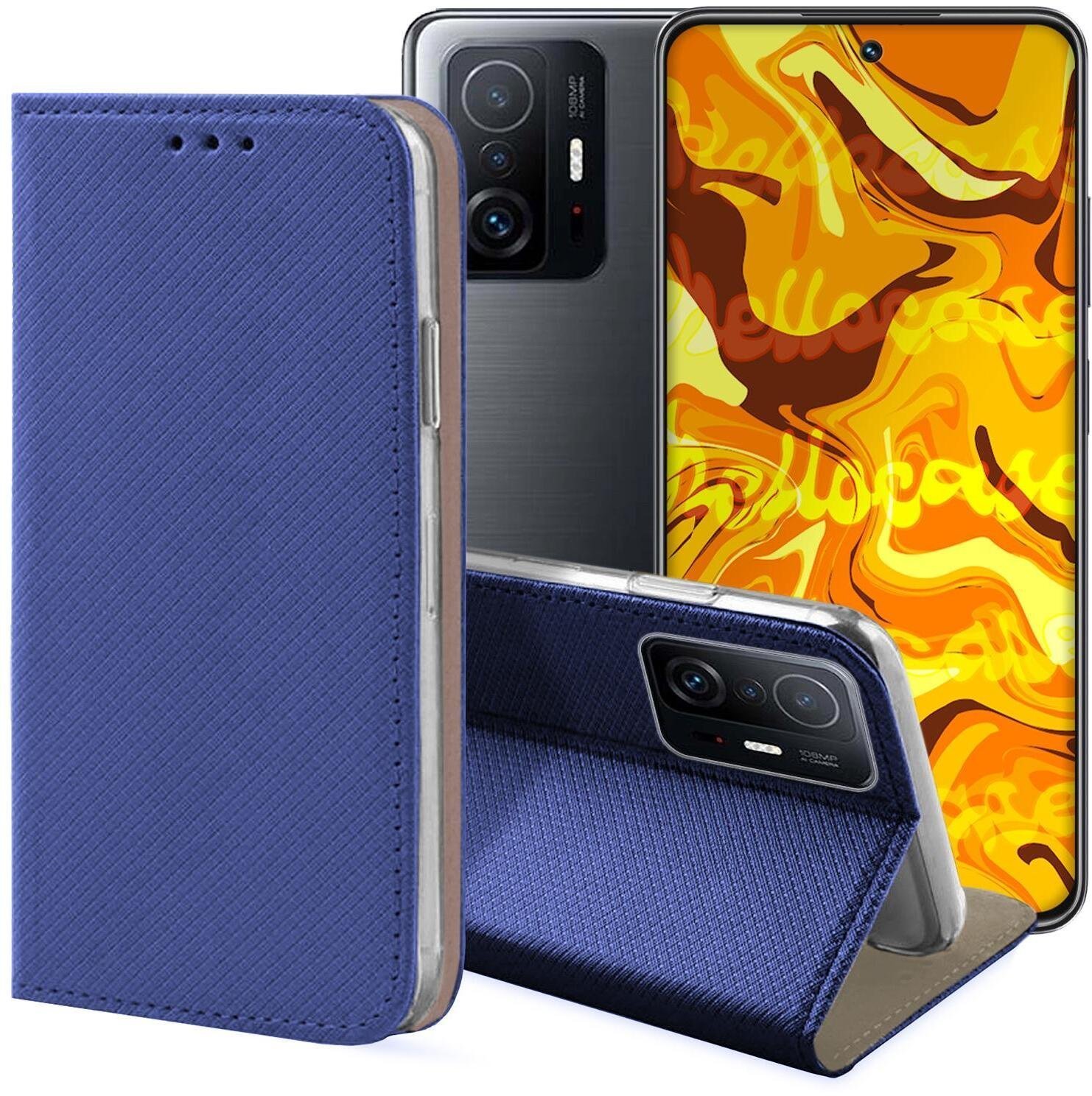 Etui z Klapką Do Xiaomi 11T / 11T Pro Granatowe, Magnetyczne, Zamykane