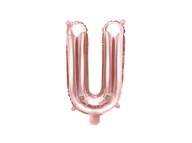 Balony i akcesoria - PartyDeco Balon foliowy litera U, 14", różowo-złoty FB2M-U-019R - miniaturka - grafika 1