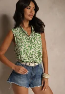 Koszule damskie - Zielona Koszula z Bawełny z Motywem Liści Raveldi - miniaturka - grafika 1