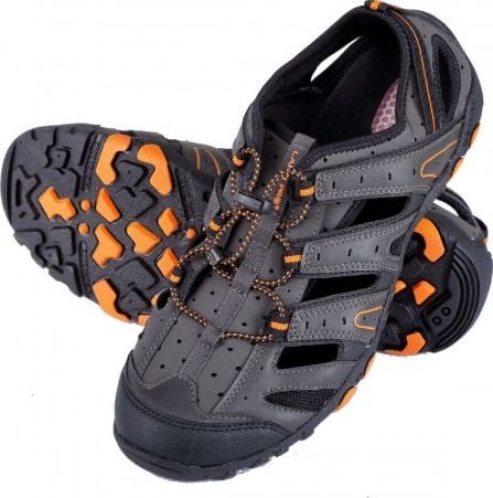 Buty trekkingowe męskie Lahti Pro SANDAŁY TREKKINGOWE PU/DZIANINA SZAR.-CZAR.-POM.,
