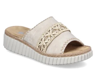 Klapki damskie beżowe Rieker 69278-60 na platformie tęgość H Anitstress-37 - Klapki i japonki damskie - miniaturka - grafika 1