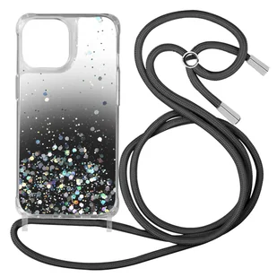 Etui na iPhone 13 Pro Max Sequined Back With Removable Strap - czarny gradient - Etui i futerały do telefonów - miniaturka - grafika 1