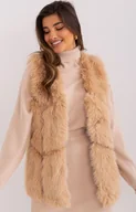 Kurtki i kamizelki sportowe damskie - Camelowa kamizelka futrzana AT-KZ-2375.00P, Kolor camel, Rozmiar S/M, WOOL FASHION ITALIA - Primodo.com - miniaturka - grafika 1