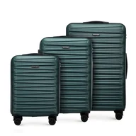 Walizki - Zestaw walizek z ABS-u w poziome tłoczenie zielony - miniaturka - grafika 1